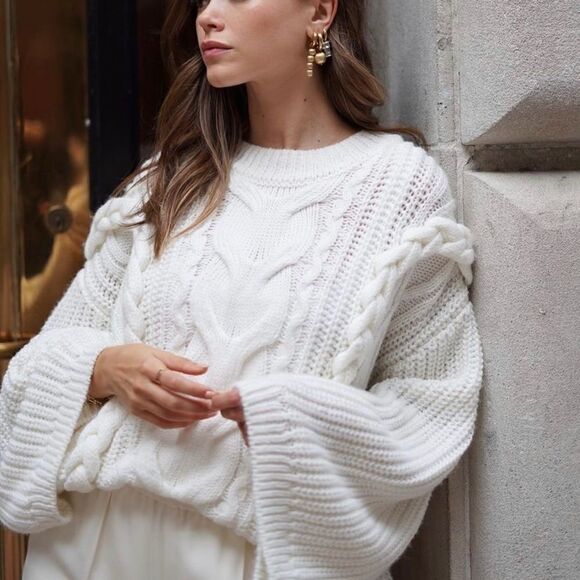 H&M Cable Knit Chunky Oversized Sweater Braided - Picture 1 of 16